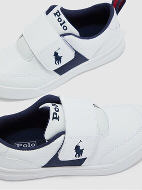 Polo by Ralph Lauren White and Navy Kids Sneakers